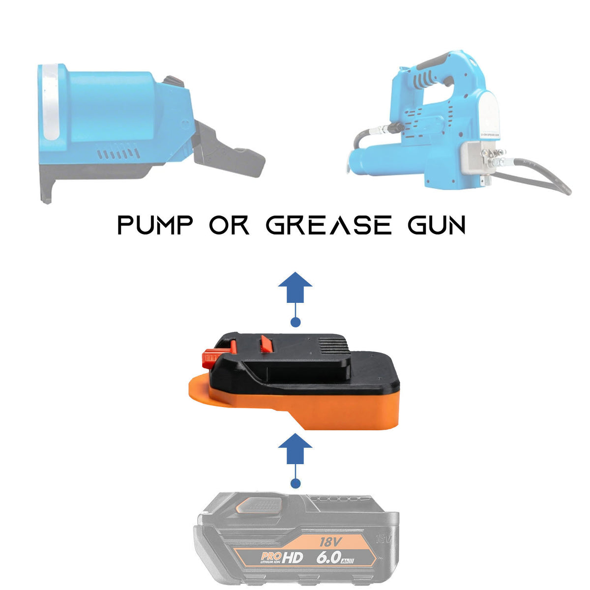 AEG 18V vers MacNaught 18V Adaptateur de batterie (pompe, pistolet à graisse)