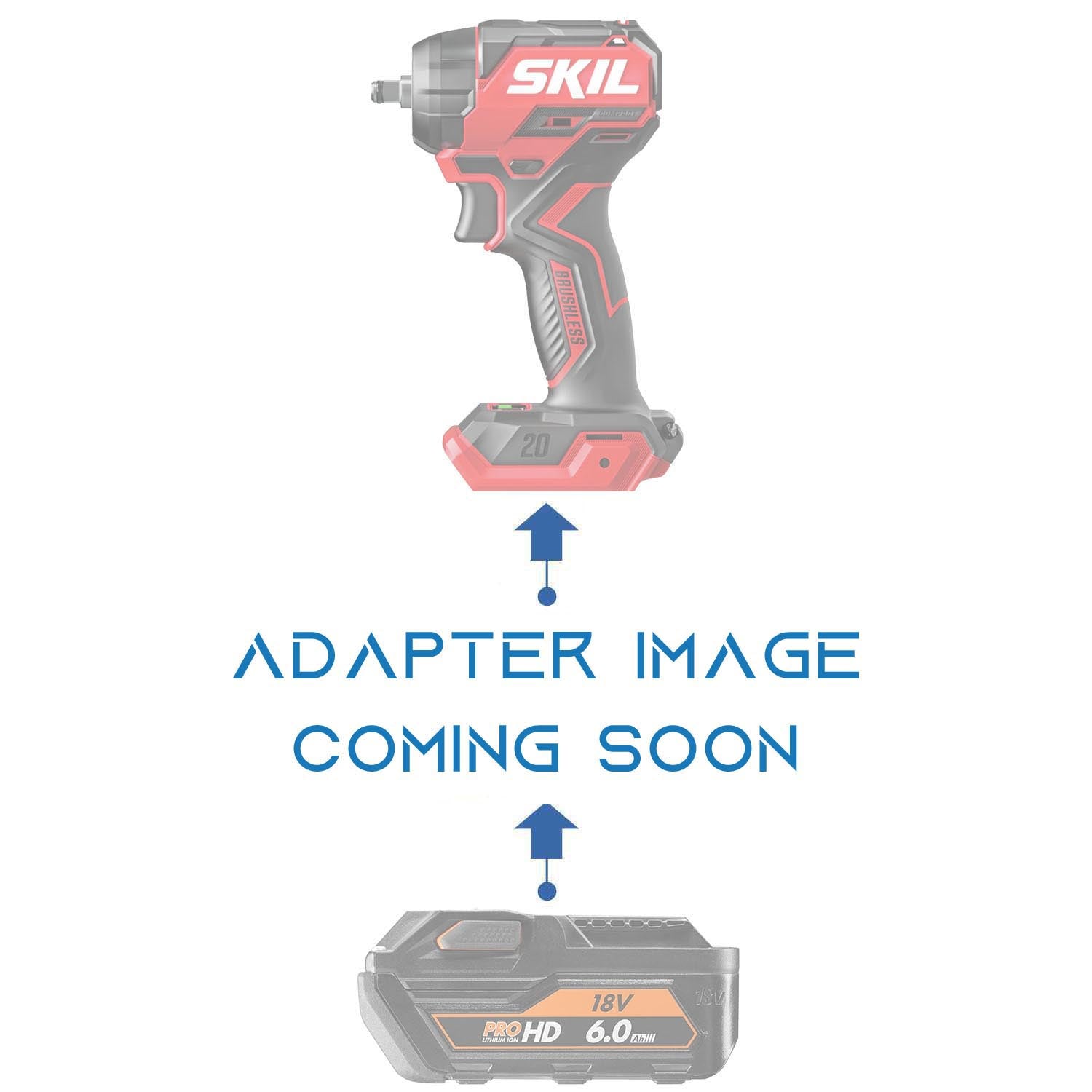AEG 18V to SKIL 20V PWR CORE battery adapter - placeholder reading adapter image coming soon