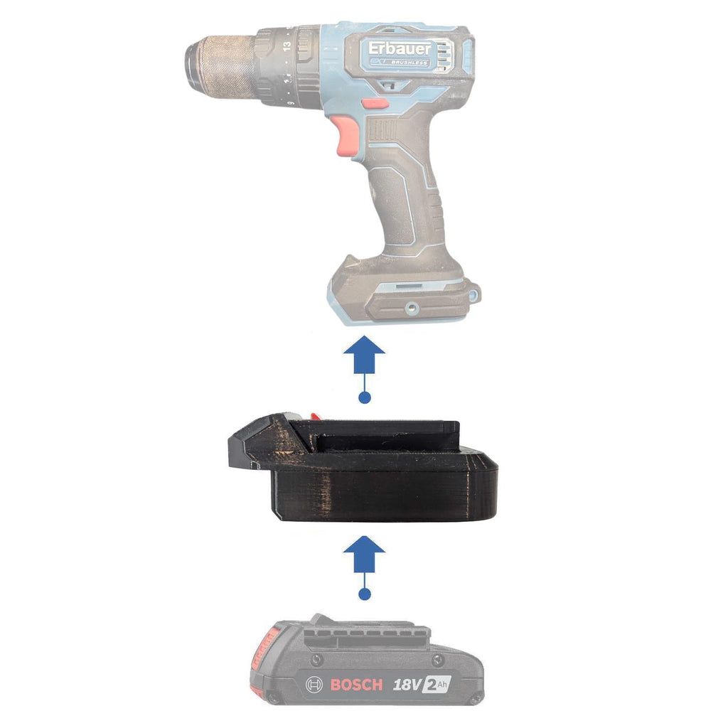 Bosch 18V GBA (Bleu) vers Erbauer 18V EXT Adaptateur de batterie