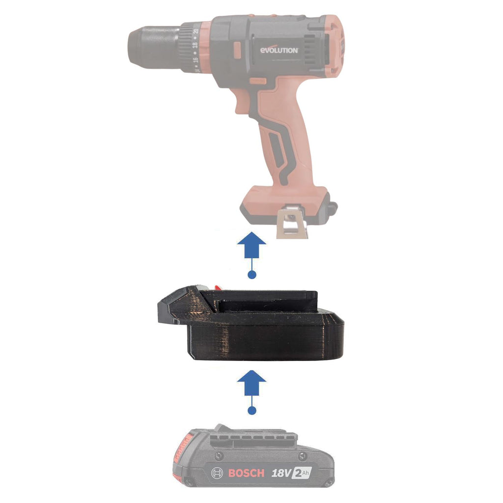 Bosch 18V GBA (Bleu) vers Evolution 18V EXT Adaptateur de batterie