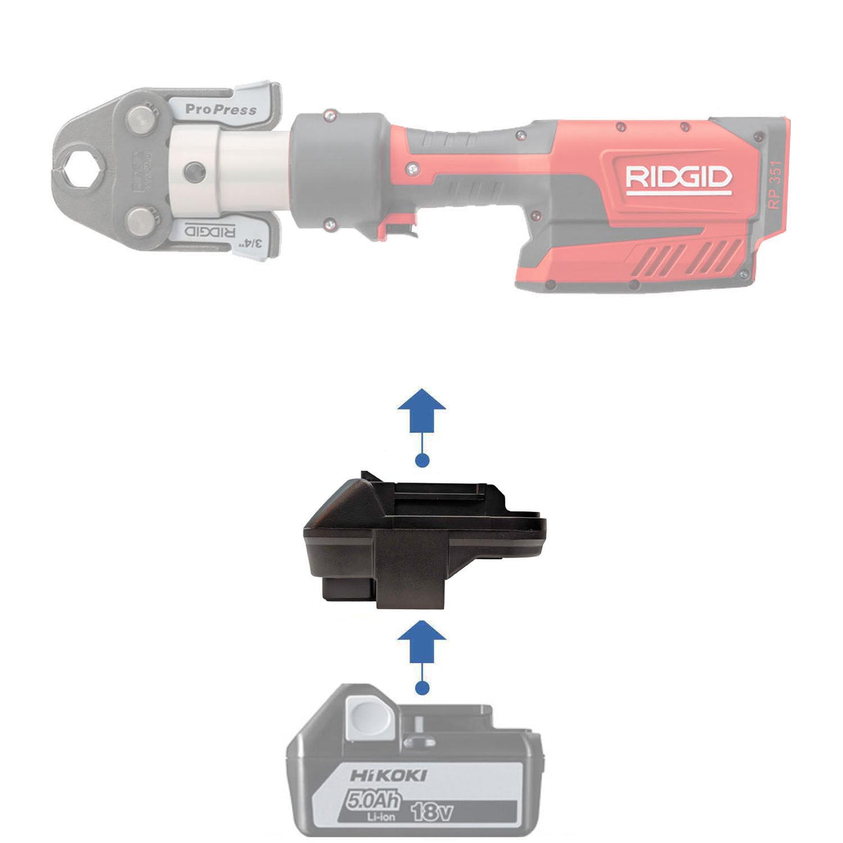 Hikoki 18V vers RIDGID 18V ROUGE Adaptateur de batterie