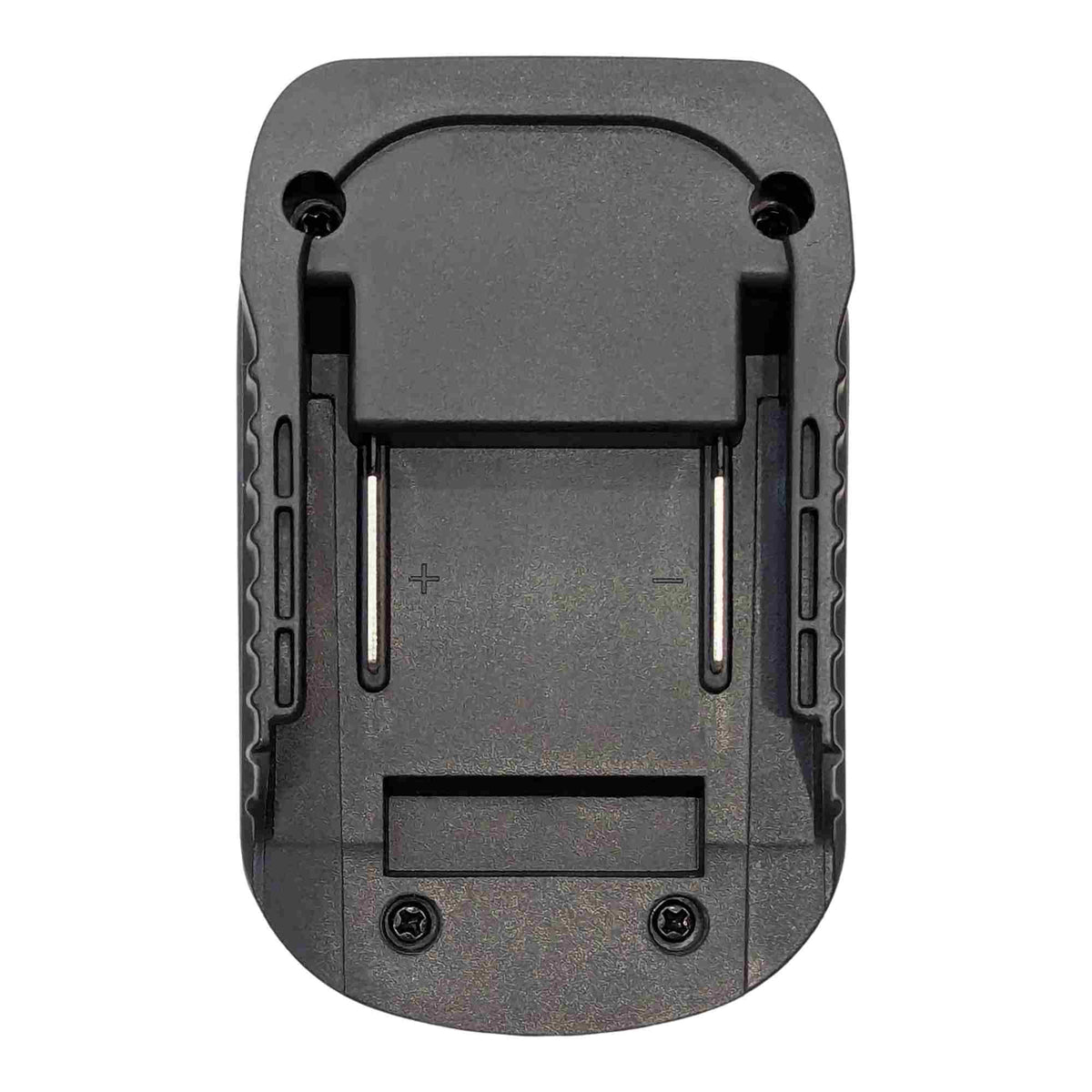 Makita 18V LXT to Einhell 18V PXC battery adapter - Makita battery-side connection in plan view, twin terminal blades