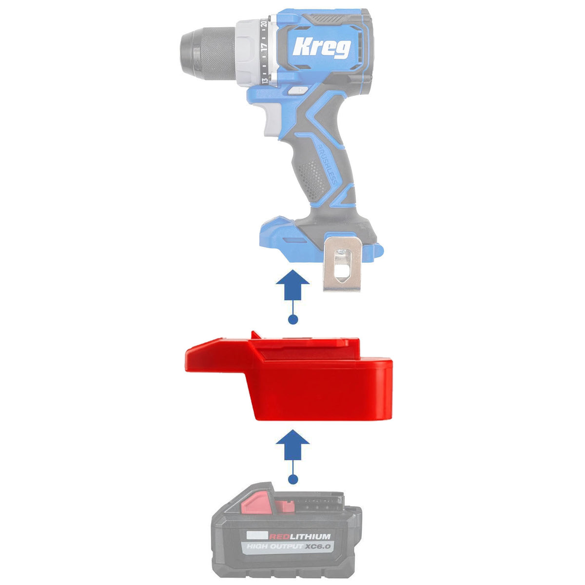 Milwaukee M18 vers Kreg 20V Adaptateur de batterie
