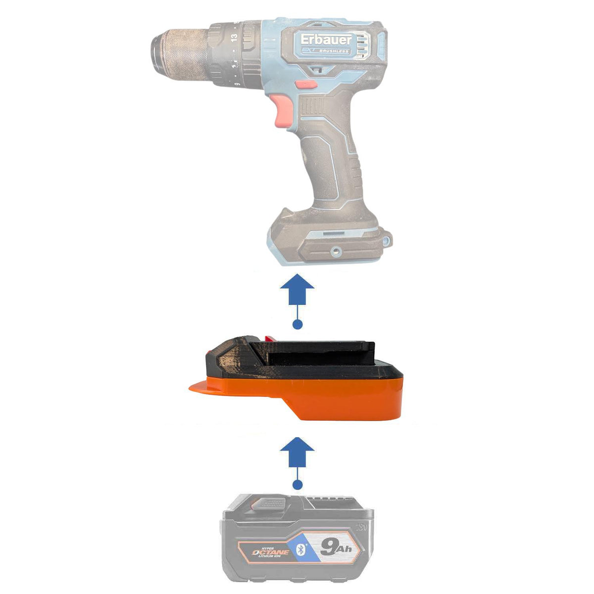 RIDGID 18V vers Erbauer 18V EXT Adaptateur de batterie