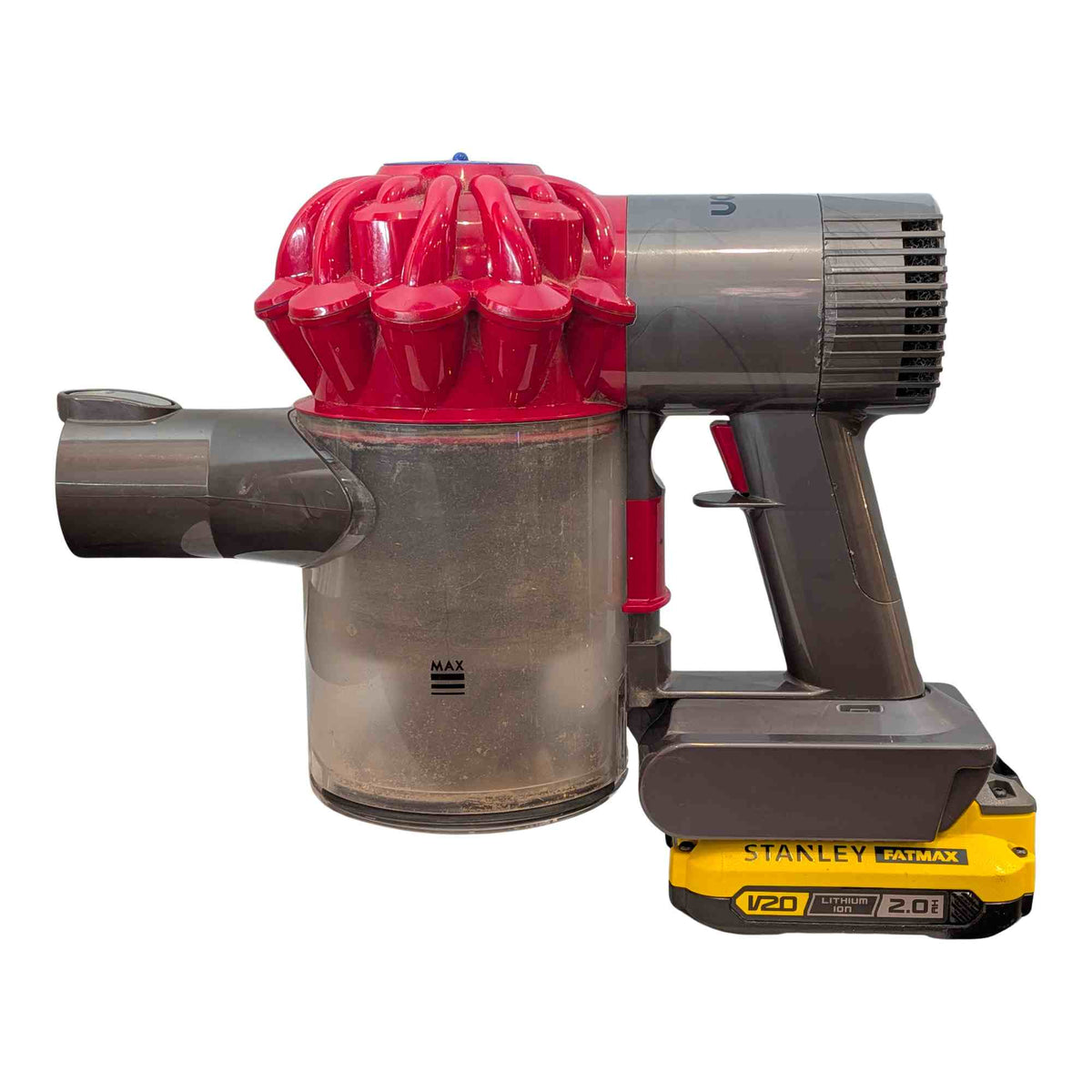 Adaptateur de batterie Stanley FATMAX V20 vers Dyson V6 : Monté, côté gauche