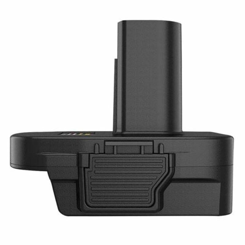 Milwaukee M18 to Craftsman 19.2V C3 Ni-Cd battery adapter - side view of the ribbed release catch and vent slots