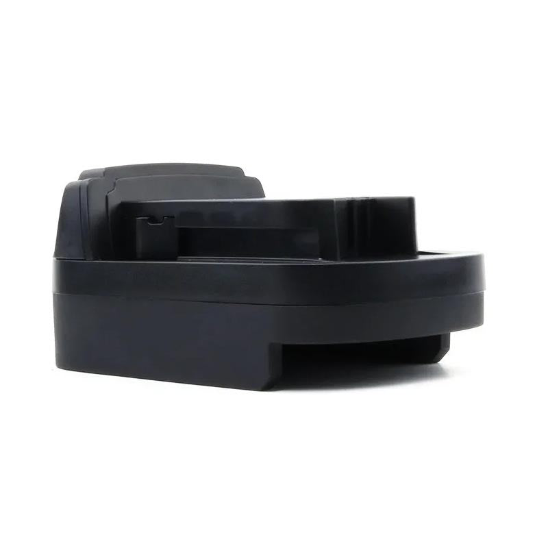 Bosch 18V GBA (Blue) to Milwaukee M18 battery adapter - end view of the Milwaukee-side rail