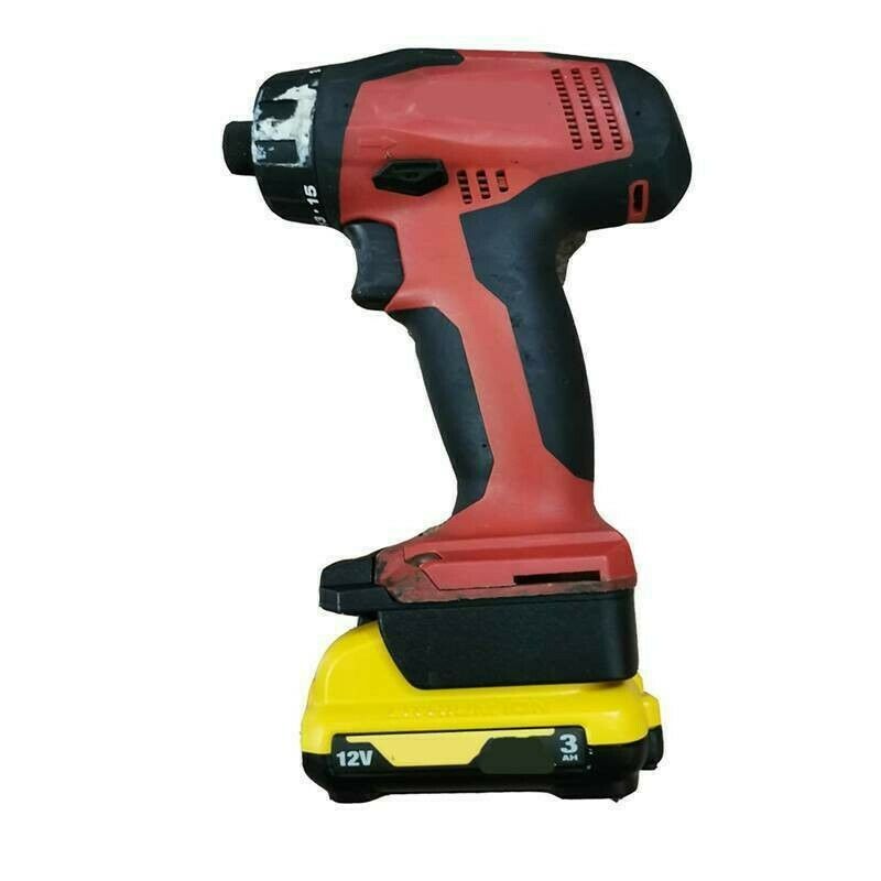 DeWalt 12V MAX to Hilti 12V battery adapter - fitted to the DeWalt 12V MAX battery, with a cordless driver installed