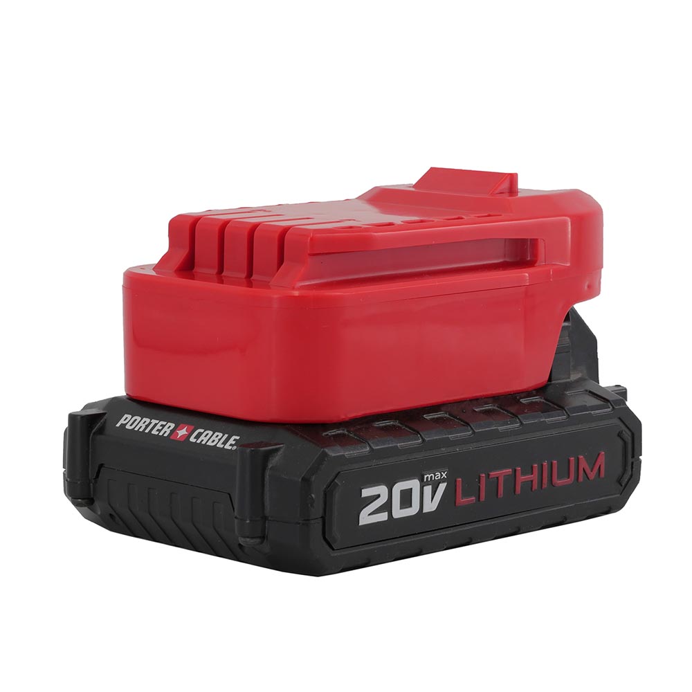 Porter Cable 20V to Craftsman 20V battery adapter - fitted to the Porter Cable 20V battery, tool-side rails upward